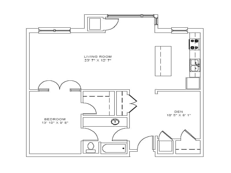 1 Bed with Office Floorplan